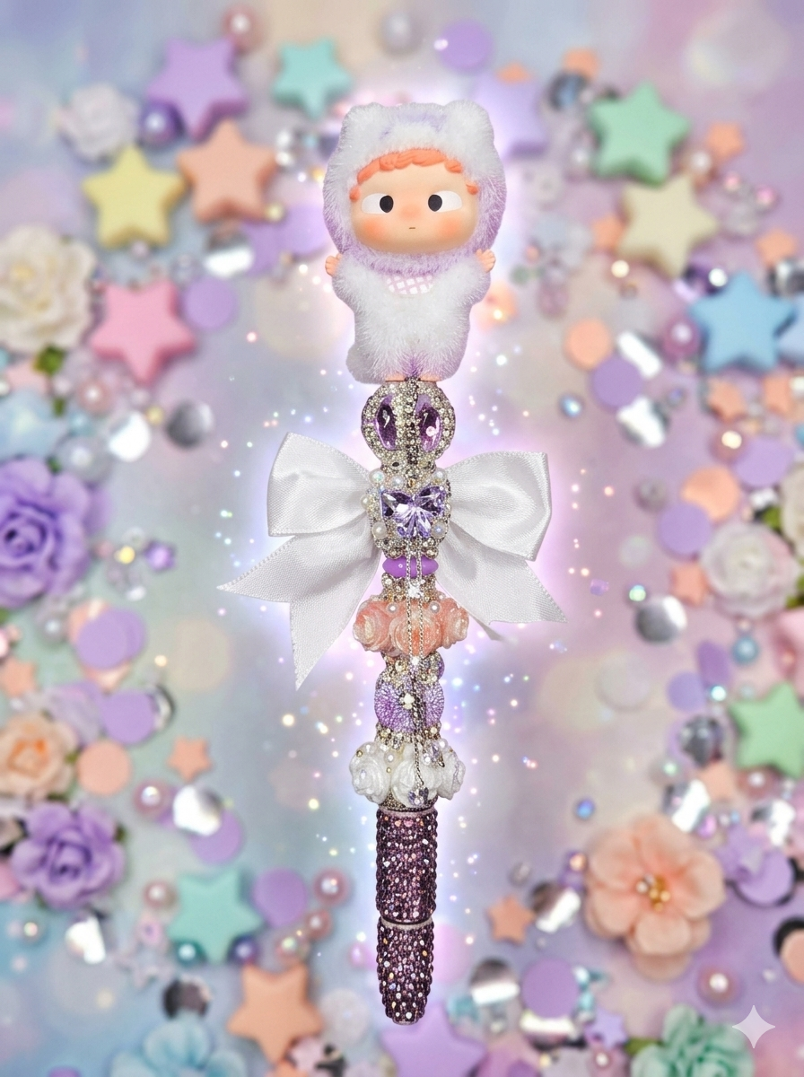 Purple and White Fuzzy Ozai Pen