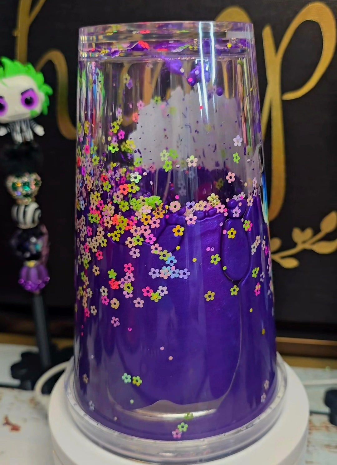 16 oz Acrylic Purple Lava with Flowers
