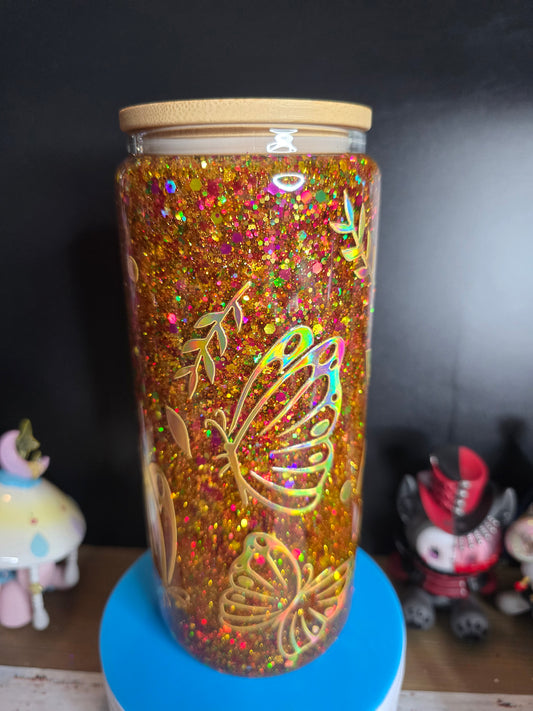 20 Oz Glass With Butterflies