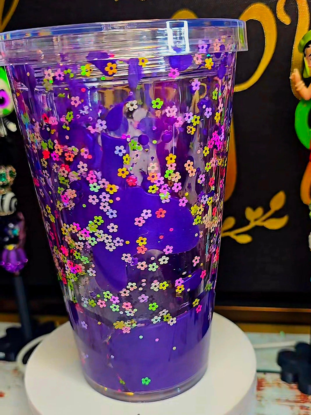 16 oz Acrylic Purple Lava with Flowers
